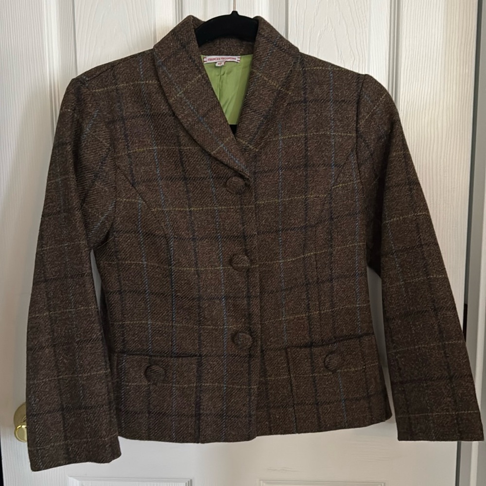 France’s Valentine Wool Plaid Blazer Brown XS